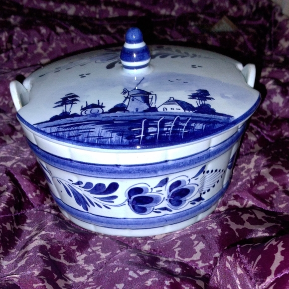 delft Kitchen Delft Hand Painted Butter Dish Poshmark